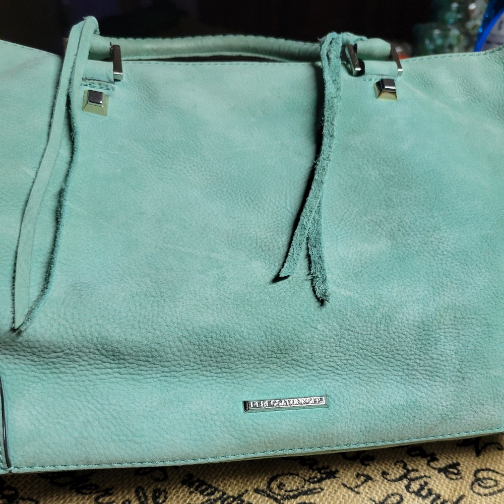 Rebecca Minkoff Suede leather mint /seafoam green gently used beautiful - Picture 6 of 16